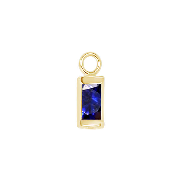 Diamond or Gemstone Baguette Bezel Drop Charm in 14K Yellow Gold