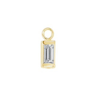 Diamond or Gemstone Baguette Bezel Drop Charm in 14K Yellow Gold