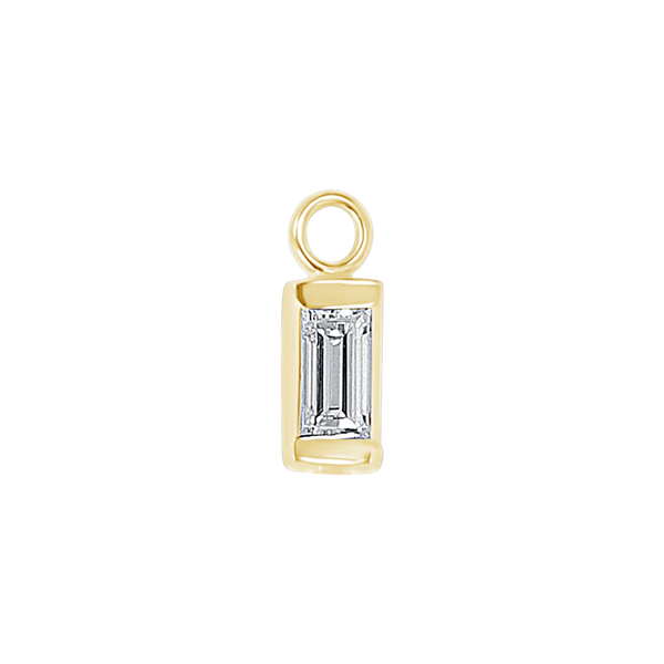 Diamond or Gemstone Baguette Bezel Drop Charm in 14K Yellow Gold