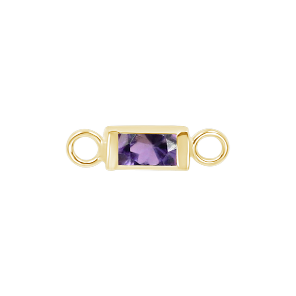 Diamond or Gemstone Baguette Bezel Bracelet/Necklace Charm in 14K Yellow Gold