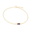 Diamond or Gemstone Baguette Bezel Charm in 14K Yellow Round Cable Bracelet