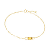 Diamond or Gemstone Baguette Bezel Charm in 14K Yellow Diamond Cut Cable Bracelet