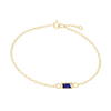 Diamond or Gemstone Baguette Bezel Charm in 14K Yellow Diamond Cut Cable Bracelet