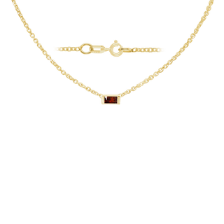 Diamond or Gemstone Baguette Bezel Charm in 14K Yellow Round Cable Necklace (16-18" Extension)