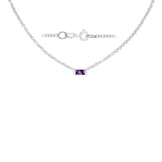 Diamond or Gemstone Baguette Bezel Charm in 14K White Round Cable Necklace (16-18" Extension)