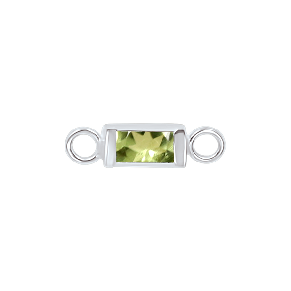 Diamond or Gemstone Baguette Bezel Bracelet/Necklace Charm in 14K White Gold