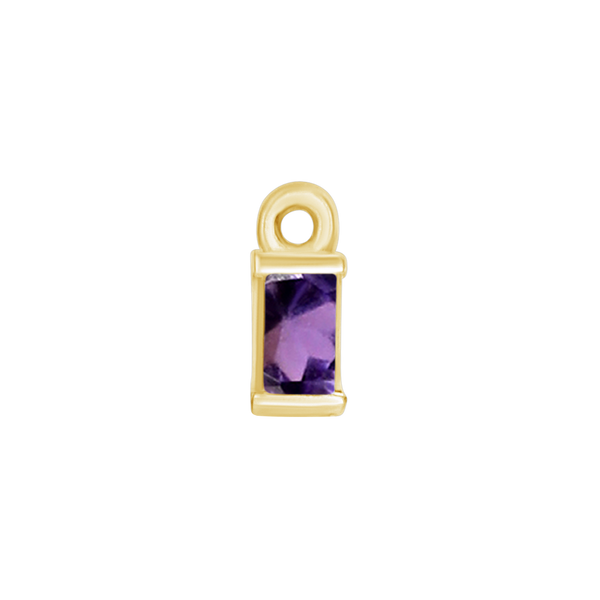 Diamond or Gemstone Baguette Bezel Drop Charm in 14K Yellow Gold