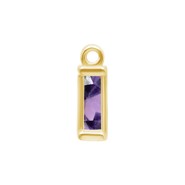 Diamond or Gemstone Baguette Bezel Drop Charm in 14K Yellow Gold