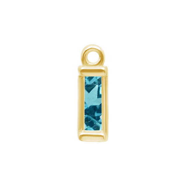 Diamond or Gemstone Baguette Bezel Drop Charm in 14K Yellow Gold