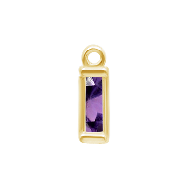 Diamond or Gemstone Baguette Bezel Drop Charm in 14K Yellow Gold