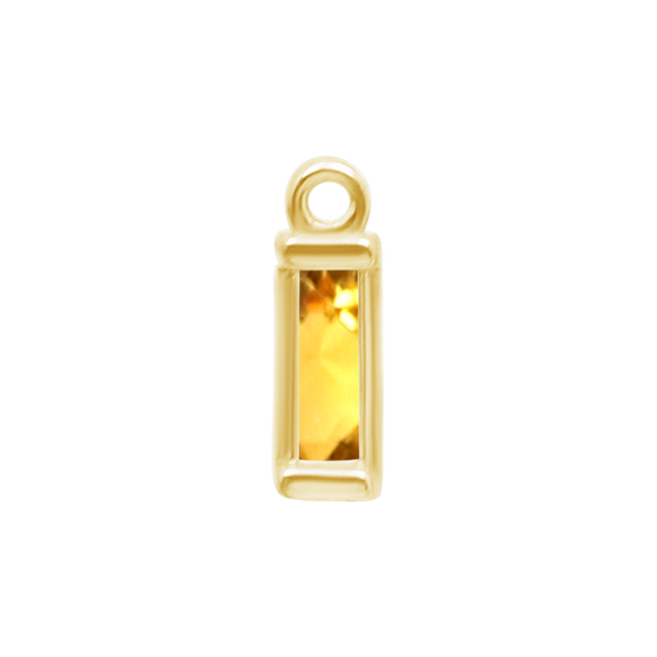 Diamond or Gemstone Baguette Bezel Drop Charm in 14K Yellow Gold