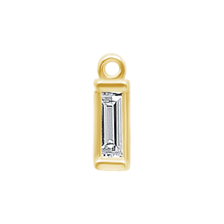 Diamond or Gemstone Baguette Bezel Drop Charm in 14K Yellow Gold