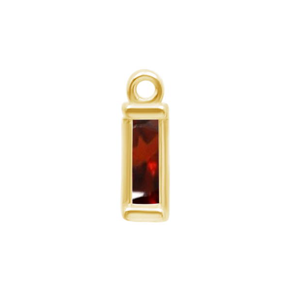 Diamond or Gemstone Baguette Bezel Drop Charm in 14K Yellow Gold