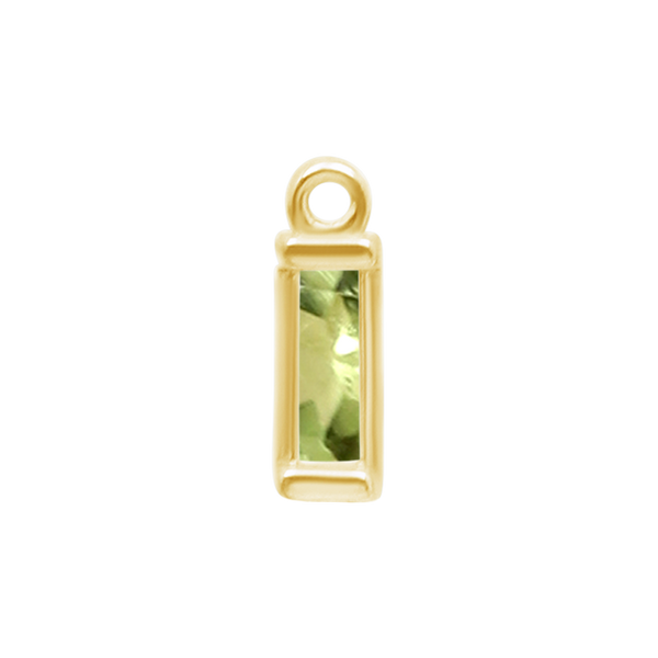 Diamond or Gemstone Baguette Bezel Drop Charm in 14K Yellow Gold