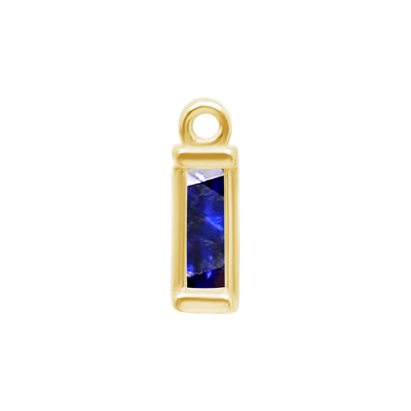 Diamond or Gemstone Baguette Bezel Drop Charm in 14K Yellow Gold