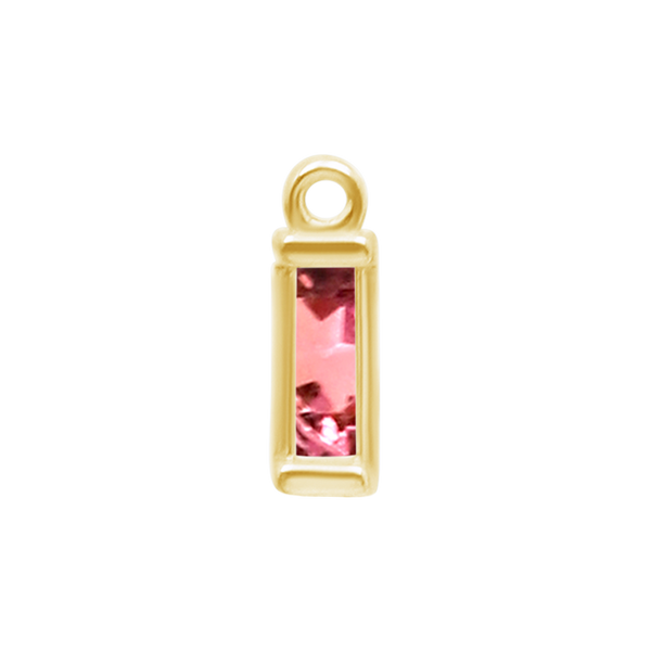 Diamond or Gemstone Baguette Bezel Drop Charm in 14K Yellow Gold