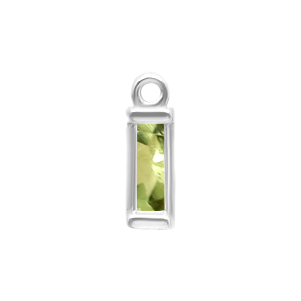 Diamond or Gemstone Baguette Bezel Drop Charm in 14K White Gold