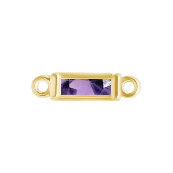 Diamond or Gemstone Baguette Bezel Bracelet/Necklace Charm in 14K Yellow Gold