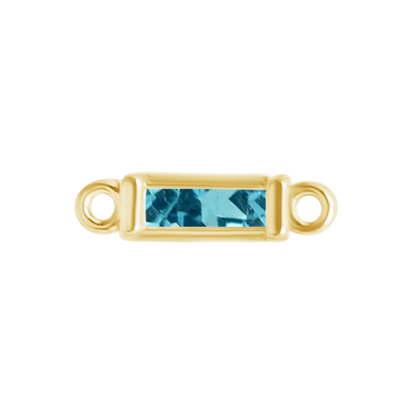 Diamond or Gemstone Baguette Bezel Bracelet/Necklace Charm in 14K Yellow Gold