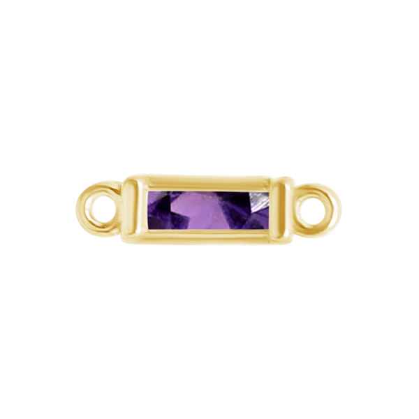 Diamond or Gemstone Baguette Bezel Bracelet/Necklace Charm in 14K Yellow Gold