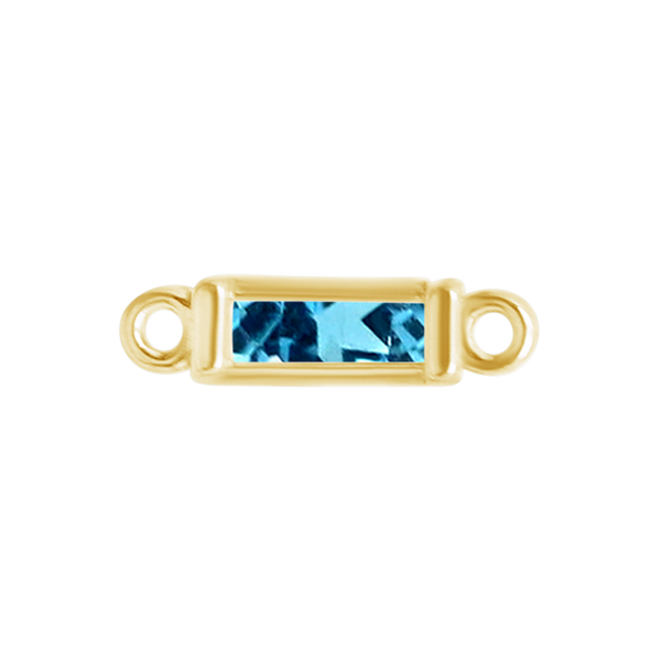 Diamond or Gemstone Baguette Bezel Bracelet/Necklace Charm in 14K Yellow Gold