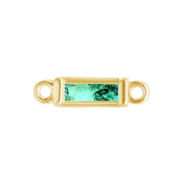 Diamond or Gemstone Baguette Bezel Bracelet/Necklace Charm in 14K Yellow Gold