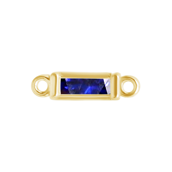 Diamond or Gemstone Baguette Bezel Bracelet/Necklace Charm in 14K Yellow Gold