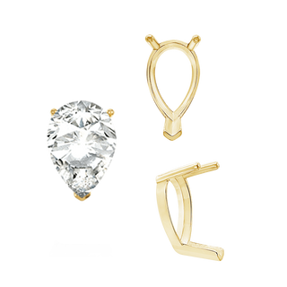 V-End Pear Shape Single Base Settings in 14K Gold (5.00 x 3.00 mm - 15.00 x 10.00 mm)