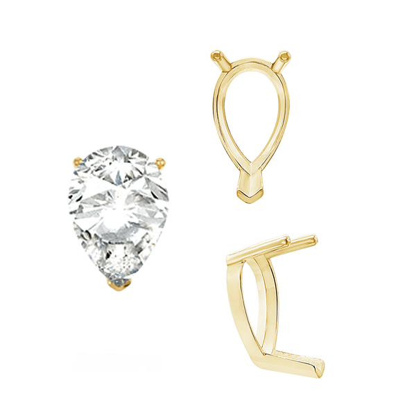 V-End Pear Shape Single Base Settings in 14K Gold (5.00 x 3.00 mm - 24.00 x 16.00 mm)