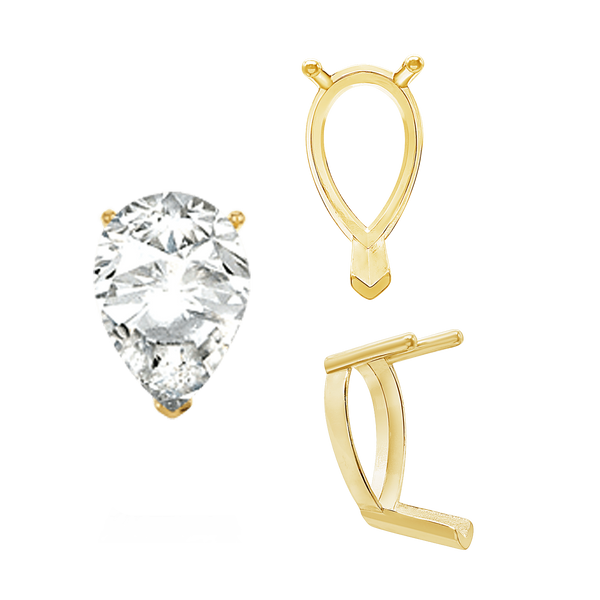 V-End Pear Shape Single Base Settings in 14K Gold (5.00 x 3.00 mm - 24.00 x 16.00 mm)