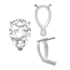 V-End Pear Shape Single Base Settings in Sterling Silver (5.00 x 3.00 mm - 24.00 x 16.00 mm)