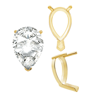 V-End Pear Shape Single Base Settings in 14K Gold (5.00 x 3.00 mm - 24.00 x 16.00 mm)