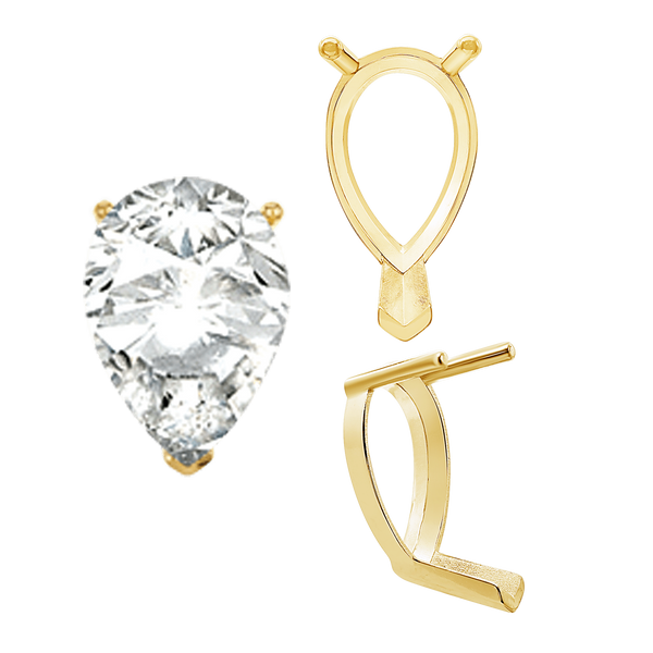 V-End Pear Shape Single Base Settings in 14K Gold (5.00 x 3.00 mm - 24.00 x 16.00 mm)