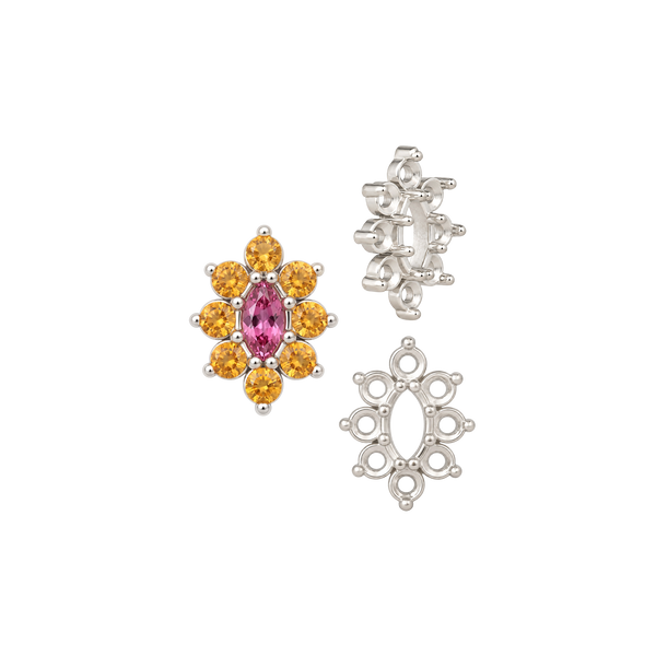 8 Stone Marquise Shape Cluster Tops (4.00 x 1.75 mm - 8.00 x 4.00 mm)