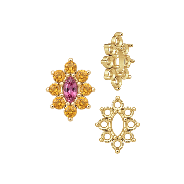 8 Stone Marquise Shape Cluster Tops (4.00 x 1.75 mm - 8.00 x 4.00 mm)