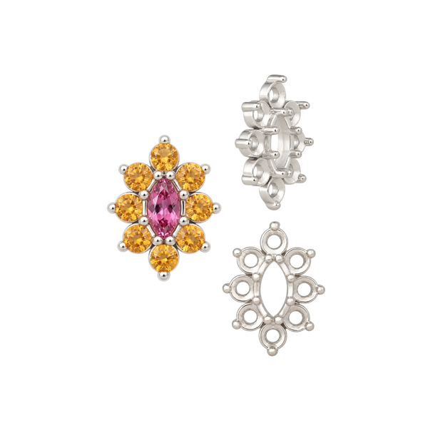 8 Stone Marquise Shape Cluster Tops (4.00 x 1.75 mm - 8.00 x 4.00 mm)