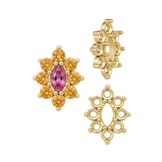 8 Stone Marquise Shape Cluster Tops (4.00 x 1.75 mm - 8.00 x 4.00 mm)