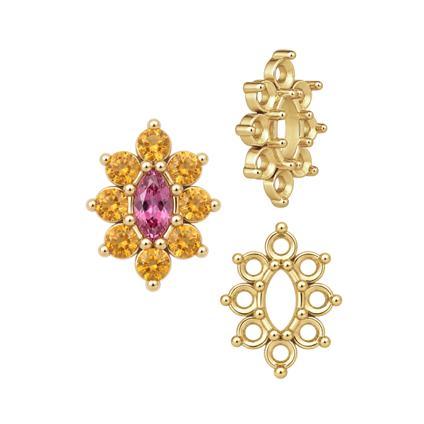 8 Stone Marquise Shape Cluster Tops (4.00 x 1.75 mm - 8.00 x 4.00 mm)