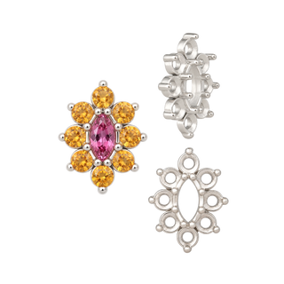 8 Stone Marquise Shape Cluster Tops (4.00 x 1.75 mm - 8.00 x 4.00 mm)