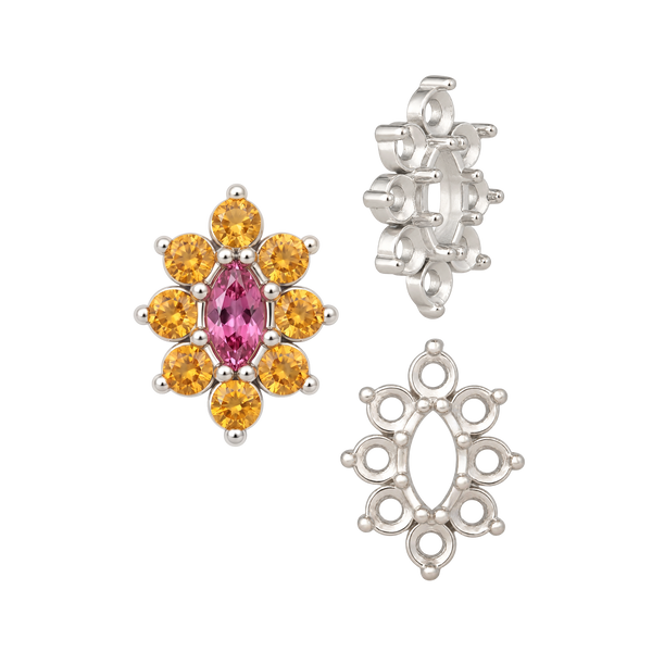 8 Stone Marquise Shape Cluster Tops (4.00 x 1.75 mm - 8.00 x 4.00 mm)