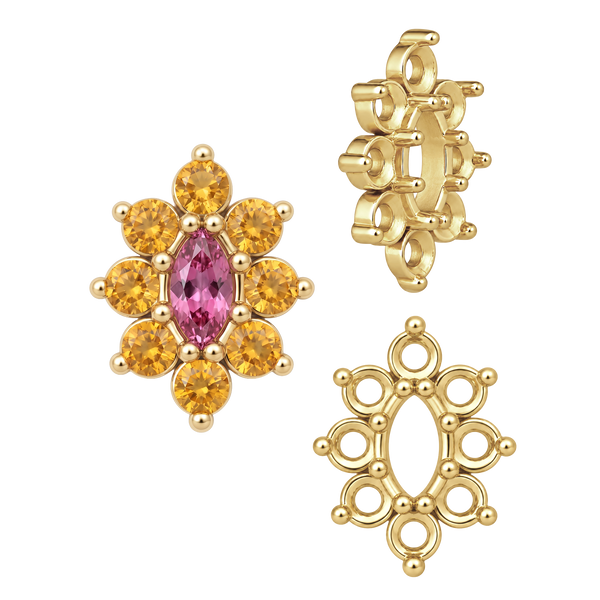 8 Stone Marquise Shape Cluster Tops (4.00 x 1.75 mm - 8.00 x 4.00 mm)