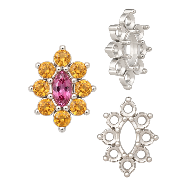 8 Stone Marquise Shape Cluster Tops (4.00 x 1.75 mm - 8.00 x 4.00 mm)