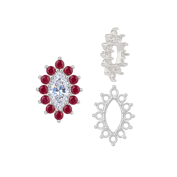 12 Stone Marquise Shape Cluster Settings (4 x 2 mm - 10 x 5 mm)