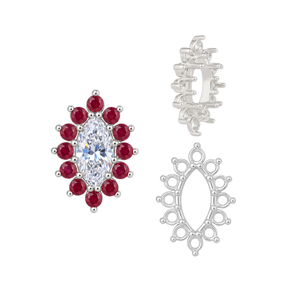 12 Stone Marquise Shape Cluster Settings (4 x 2 mm - 10 x 5 mm)