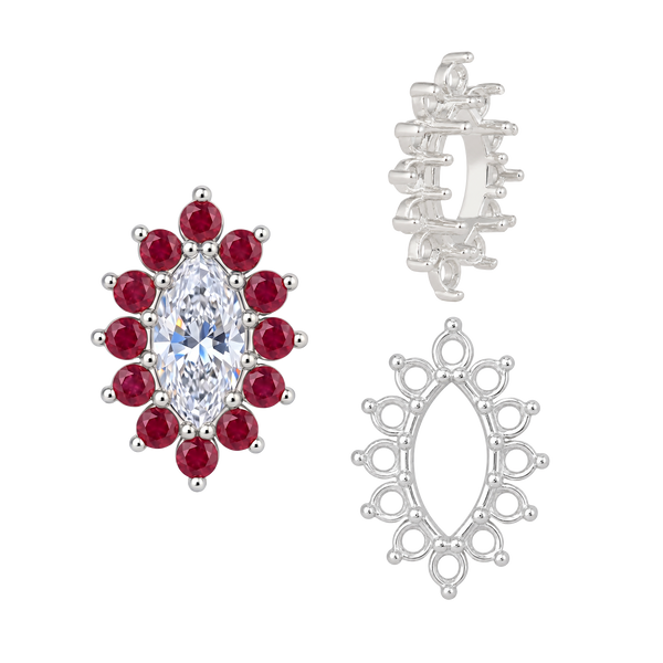 12 Stone Marquise Shape Cluster Settings (4 x 2 mm - 10 x 5 mm)
