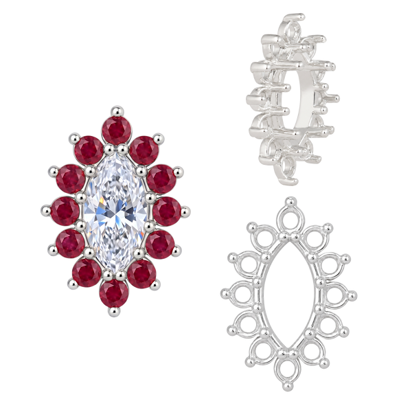 12 Stone Marquise Shape Cluster Settings (4 x 2 mm - 10 x 5 mm)