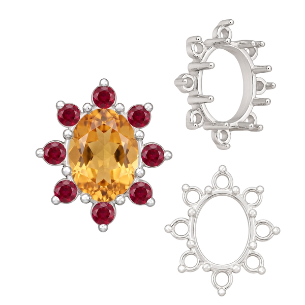 8 Stone Cluster Pendants (3.00 x 2.00 mm - 14.00 x 12.00 mm)