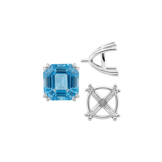 Eight Prong Cushion Cut Settings in Sterling Silver (4.00 mm - 10.00 mm)