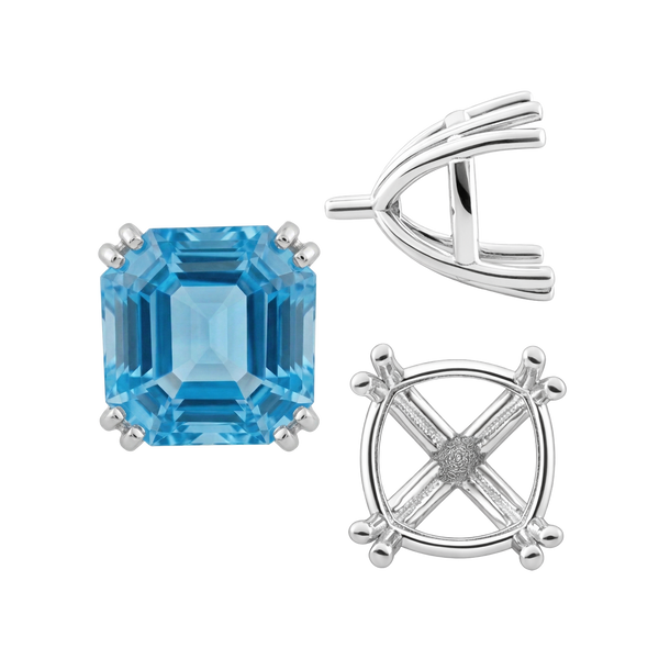 Eight Prong Cushion Cut Settings in 14K Gold (4.00 mm - 10.00 mm)