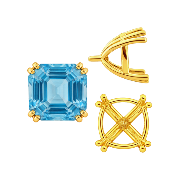 Eight Prong Cushion Cut Settings in 14K Gold (4.00 mm - 10.00 mm)